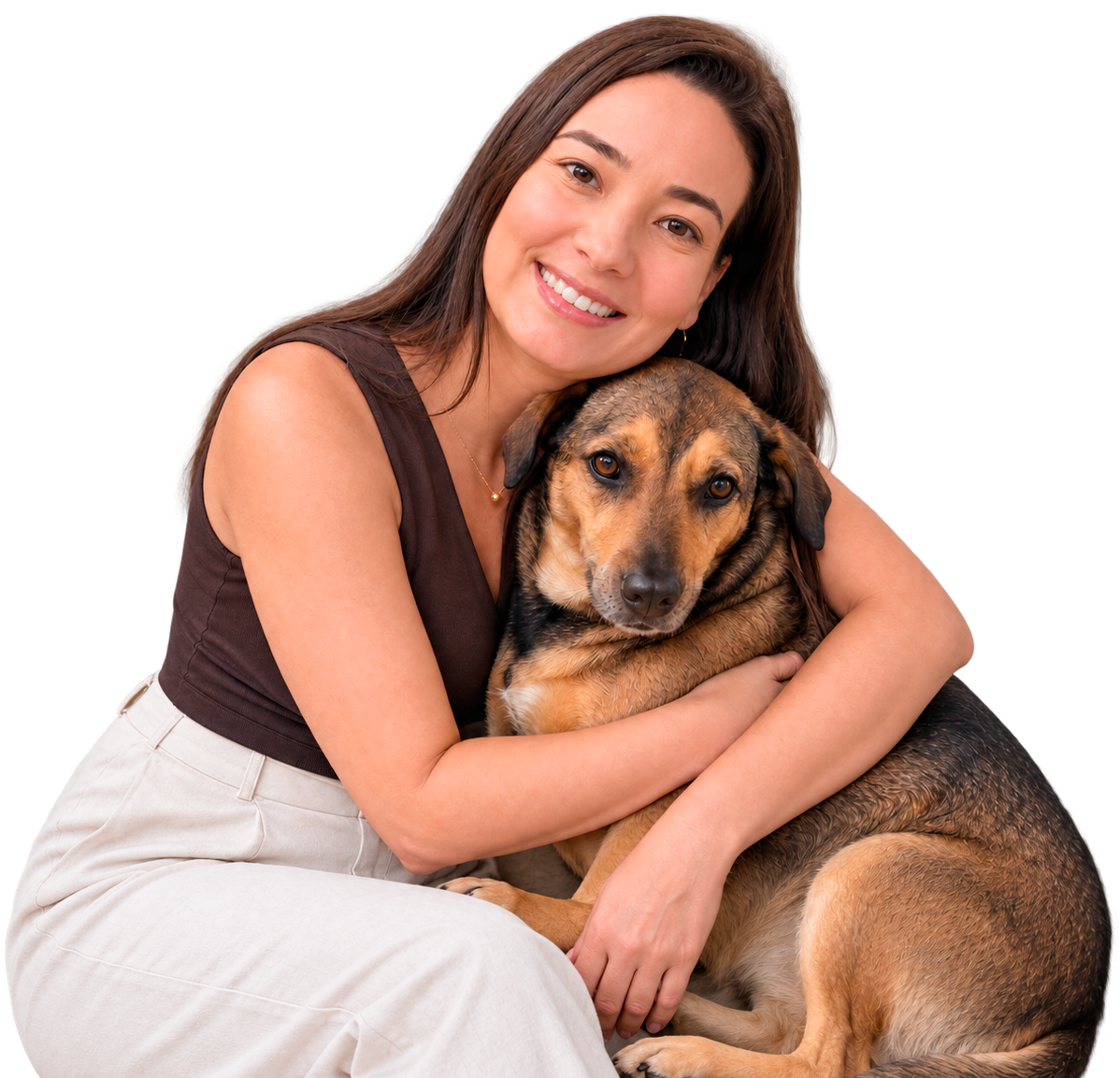 Talita, fundadora da B-Pet, com a cachorrinha Bisteca que deu origem ao nome da empresa